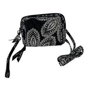 Vera Bradley Black Bianca Bouquet Crossbody Wallet